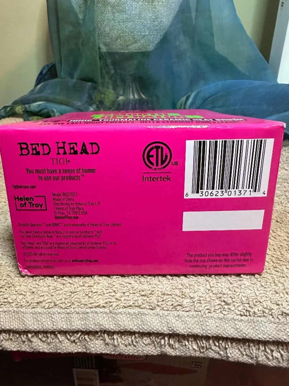 BedHead Pink and Purple Ceramic Heat Paddle Brush